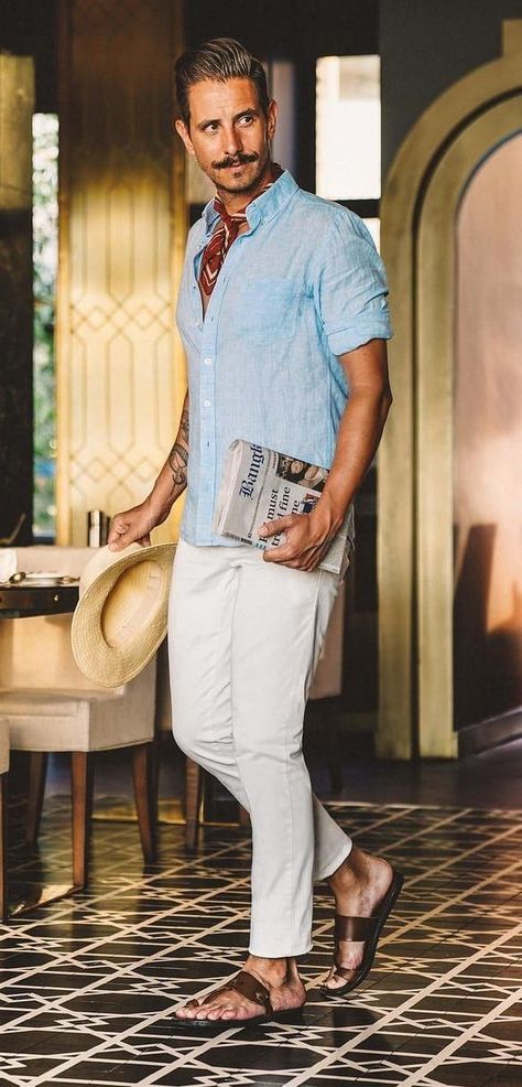 White Linen Trousers Outfit Men, Caribbean Outfits Men, Men’s Linen Shirt, Men’s Linen Outfit, Sorrento Outfits, Mens Linen Shirt Outfit, Linen Shirt Men Casual Summer, Mens Linen Pants Outfit, Linen Men Outfit