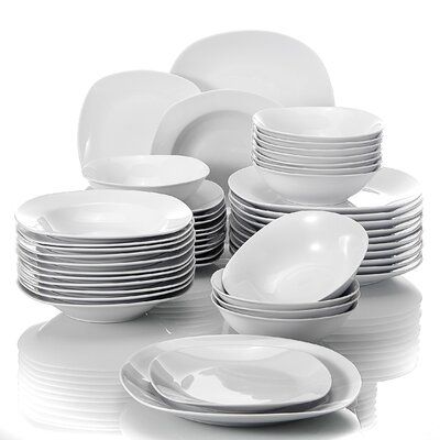 Sophisticatedly crafted in true minimalist fashion and timeless design in solid white, this set of 48, complete with service for twelve diners, provides the ultimate elegant accommodation for you and your loved ones. Bowls Dinner, White Dinnerware Set, Plates And Bowls Set, White Dinnerware, Porcelain Tableware, Patterned Plates, Soup Dinner, Porcelain Dinnerware, Soup Plating