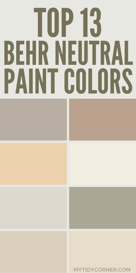 Collage of popular neutral paint colors by Behr. Behr Tuscan Paint Colors, Behr Paint Beige Colors, Behr Plateau Paint Color, Behr Overcast Paint, Behr Vanilla Mocha, Buckwheat Paint Color, Light Wall Colors For Living Room Cozy, Behr Neutral Nursery Colors, Contrast Trim Colors Behr