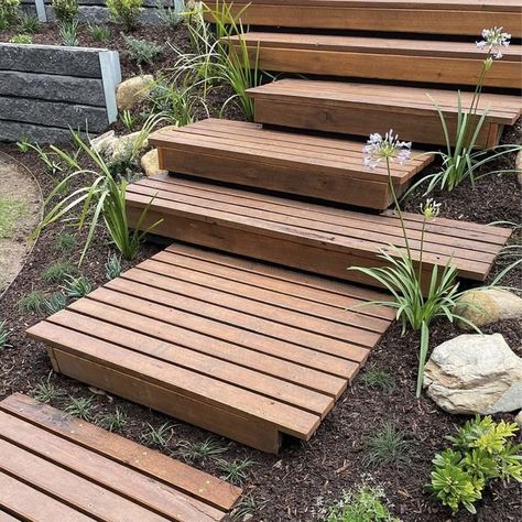 Walkway Design Ideas, Wooden Pathway, Wood Walkway, Landscape Stairs, Backyard Walkway, Walkway Design, Concrete Walkway, Wooden Walkways, The Family Handyman