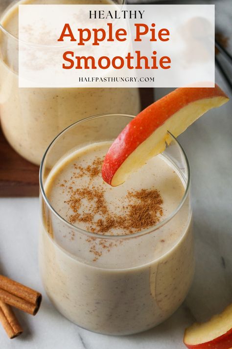 Healthy Apple Pie Smoothie, Apple Pie Smoothie Recipe, Apple Cinnamon Smoothie, Fall Recipes Appetizers, Fall Smoothies, Smoothie For Breakfast, Healthy Apple Pie, Cinnamon Smoothie, Apple Pie Smoothie