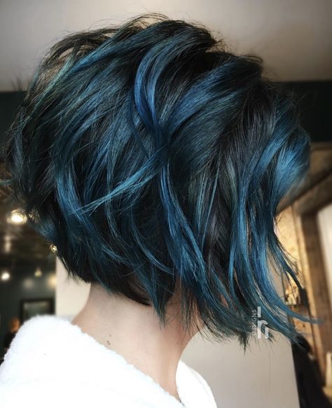 Pixie Hair Color, Short Blue Hair, Blue Hair Highlights, Short Hair Highlights, Natural Wavy Hair, Short Hair Color, Haircut And Color, Hair Color And Cut, Hair Inspo Color