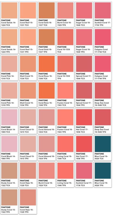 Pantone Tpx Colors, How To Make Coral Color, Pantone Colors Pastel, Coral Color Palette, Stiker Macbook, Coral Paint Colors, Coral Pantone, Pantone Color Chart, Best Bedroom Colors