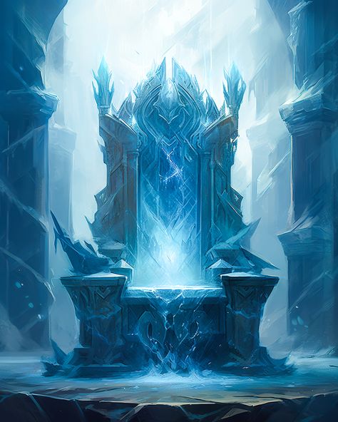 Fantasy concept art created with Midjourney v5. Ice Prison Fantasy Art, Ice Castle Concept Art, God Of Ice Fantasy Art, Crystal Throne Fantasy Art, Ice Planet Concept Art, Snow Kingdom Fantasy Art, Ice Castle Fantasy Art, Fantasy Ice City, Ice City Fantasy Art