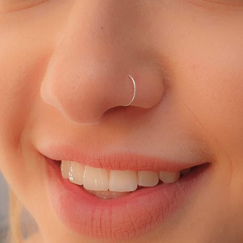 Nose Ring Silver Hoop, Nose Piercing Double, Spiral Nose Ring, Noise Piercing, Double Nose Ring, Double Nose Piercing, Hoop Nose Ring, Unique Nose Rings, Nose Piercing Ring