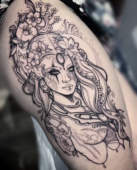 Mother Nature Tattoos For Women, Woman Warrior Tattoo Goddesses, Earth Goddess Tattoo Divine Feminine, Female Goddess Tattoo, Earth Goddess Tattoo, Gaia Tattoo, Mother Earth Tattoo, Tattoo Bein Frau, Female Warrior Tattoo