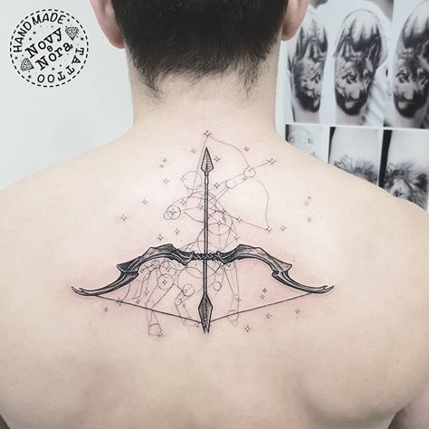 Sagittarius Bow and Arrow • Archer • Constellation Tattoo | Tattoo Ideas and Inspiration | novytattoo_handmade_studio Sagittarius Bow And Arrow, Archer Constellation, Bow Arrow Tattoos, Archery Tattoo, Archer Tattoo, Sagittarius Tattoo Designs, Aquarius Constellation Tattoo, Tattoo Arrow, Leo Constellation Tattoo