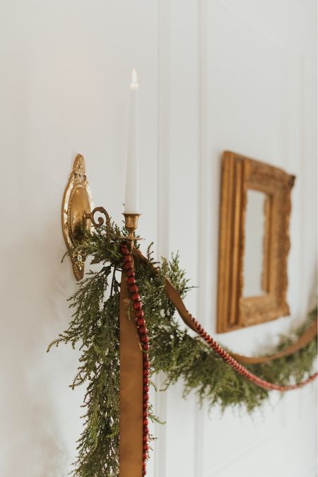 Juniper Garland, Stairs Door, Cottage Christmas, Christmas Interiors, Christmas Inspo, Merry Little Christmas, Brass Wall, Holiday Home Decor, Christmas Love