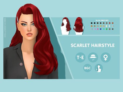 Sims 4 Red Hair, Sims 4 Hair Alpha, The Sims 4 Pack, Mods Ts4, Ts4 Hair, Old Hollywood Hair, Cc Hair, Pelo Sims, Sims 4 Mm Cc