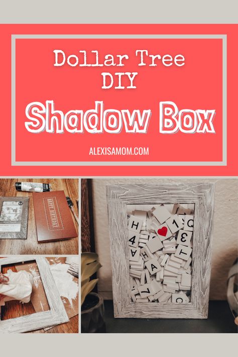 Looking for a simple and cheap shadow box to customize to your style? Check out this Dollar Tree DIY shadow box cost $2 to make using some of my standard crafting supplies from home. #diyhomedecor #farmhouseinspired #dollartreediy #dollarstorecraft #budgetcrafts #dollartreecrafts #storageideas Unique Shadow Box Ideas, Diy Shadow Box Shelves, Build A Shadow Box Diy, Make Shadow Box Diy, Easy Diy Shadow Box Picture Frames, Diy Memorial Shadow Box Ideas, Shadow Box Ideas For Mom, Dollar Store Shadow Box Diy, Diy Shadow Box Ideas How To Make