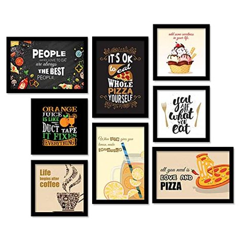 TRIOHOMES -Food Quotes Wall Poster| Pizza Theme Painiting|Paintings With Frame For Cafe/Restaurant Bar Lounge Wall Decor -Set Of 8( Black) Check more at https://productsoffer.in/triohomes-food-quotes-wall-poster-pizza-theme-painitingpaintings-with-frame-for-cafe-restaurant-bar-lounge-wall-decor-set-of-8-black/ Diy Birthday Cards For Brother, Quotes Wall Poster, Lounge Wall Decor, Restaurant Seating Design, Pizza Wallpaper, Cafe Quotes, Wall Frame Design, Food Posters, Restaurant Themes