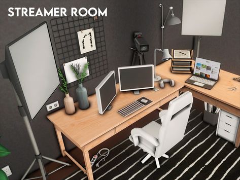 Streamer Room, Streamer Setup, Korean Furniture, Boys Furniture, Mod Furniture, Sims Houses, Sims 4 Studio, Teen Boy Room, Sims 4 Expansions