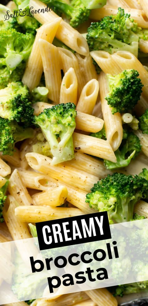 closeup of penne in sauce with text overlay that reads creamy broccoli pasta Creamy Broccoli Pasta, Soup Joumou, Pasta Food Recipes, Three Cup Chicken, Meatless Pasta, Lemon Cream Sauce, Cajun Jambalaya, Broccoli Pasta Recipe, Chicken Broccoli Pasta