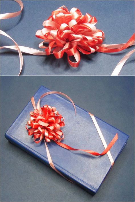 Small Ribbon Bows Diy Gift Wrapping, Easy Gift Bows With Ribbon, How To Make A Bow With Curling Ribbon, Gift Bows Diy Ribbon Easy, Bow Tutorial Ribbon Step By Step, How To Make A Gift Bow, Bows For Presents, Diy Gift Bow, Ribbon Bow Tutorial