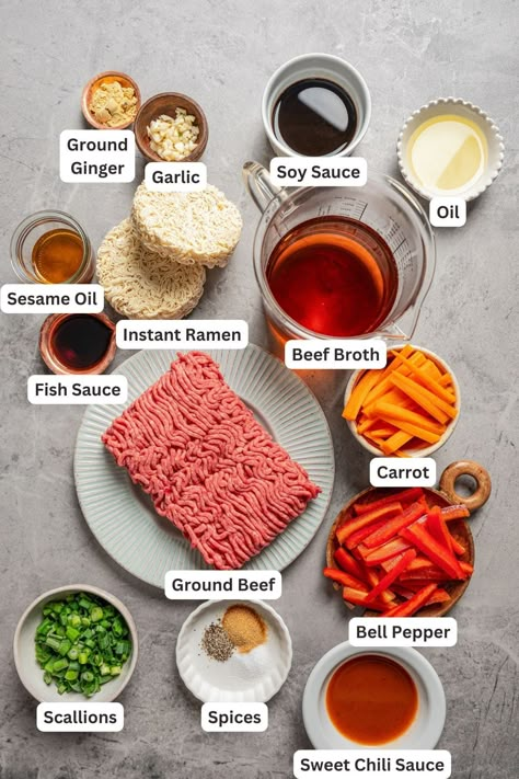 This easy beef ramen recipe combines saucy noodles, tender beef, and colorful veggies. It's ready in 30 minutes and perfect for weeknights! #beeframen #ramen #noodles Ramen Beef Broth Recipe, Homemade Ramen Beef, Beef Ramen Noodle Soup Recipes, Ramen Beef Noodle Recipes, Easy Beef Ramen Recipes, Instant Pot Beef Ramen, Korean Beef Ramen, Beef And Ramen Noodle Recipes, Ramen With Ground Beef