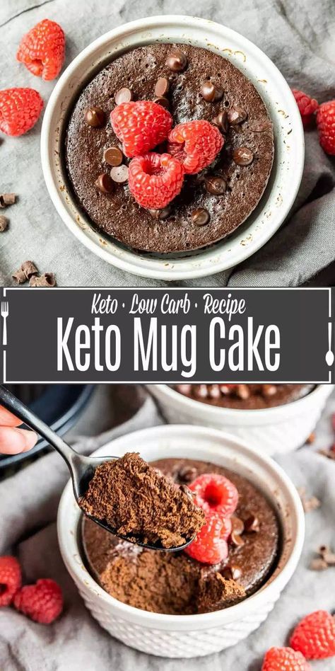 This keto mug cake recipe from Home. Made. Interest. is an easy keto dessert! This low carb, single-serving chocolate cake is made with just 3 ingredients and is ready in less than 1 minute in the microwave! Make this delicious chocolate cake in a coffee mug and top with your favorite keto toppings. It's the perfect way to satisfy your sweet craving on the keto diet. Low Carb Chocolate Cake, Homemade Frosting Recipes, Easy Keto Dessert, Keto Mug, Delicious Chocolate Cake, Keto Dishes, Mug Cake Recipe, Mug Cake Microwave, Atkins Recipes