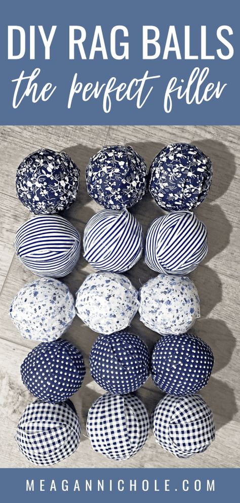 Diy Mummy Bowl Fillers, Things To Put In A Decorative Bowl, Diy Rag Balls, Decorative Fillers Ideas, Wood Bowl Filler Ideas, Diy Balls Decorations, Tiered Tray Filler Ideas, Fabric Diy Decor, Vase Fillers Decorative