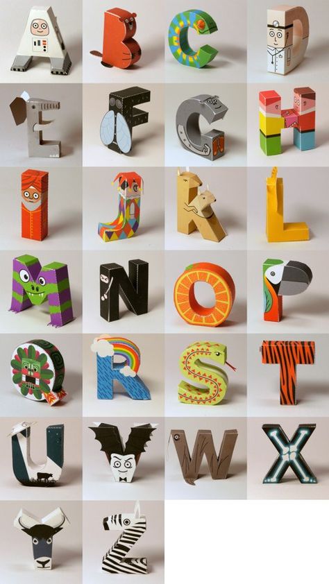 Digitprop Alphabet Paper Toy Printable, 3d Templates, Alphabet 3d, 3d Alphabet, Folding Origami, Papercraft Templates, Paper Toy, Alphabet Printables, 3d Letters