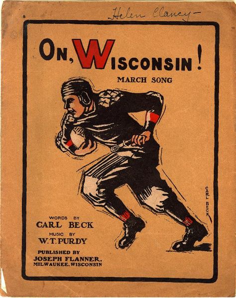 Bucky Badger, Badger Football, Wisconsin Football, Song Cover, Uw Madison, Song Sheet, Song Words, Wisconsin Badgers, Supper Club