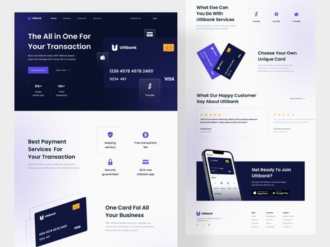 Banking Landing Page, Bank Website Design, Bank Website, Financial Website, Digital Banking, Online Cards, Email Template Design, Modern Website Design, App Landing Page