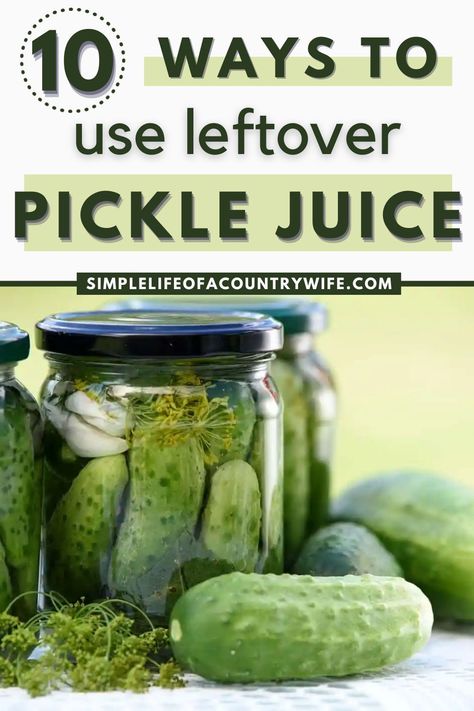 Do you have a jar of leftover pickle juice sitting in the back of your fridge? It turns out there are plenty of uses for pickle juice so you don’t need to throw it away! Today we are going to talk about some creative ways to use it up. | leftover pickle juice recipe | uses for leftover pickle juice | pickles using leftover pickle juice | how to use leftover pickle juice | what to do with leftover pickle juice | leftover pickle juice what to do | how to use leftover pickle juice What To Do With Pickle Juice, Uses For Pickle Juice, Pickle Juice Recipe, Leftover Pickle Juice, Pickle Pops, Pickle Juice Uses, Budget Meal Prep, Pickle Brine, Potato Salad Dressing