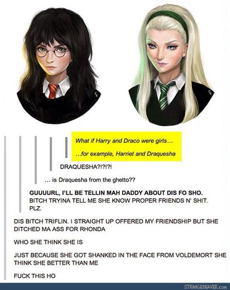 Harriet and Draquesha; gender bend; fem!Harry; fem!Draco; Harry Potter; tumblr Severus Sneep, Fem Harry, Scorpius And Rose, Childhood Nostalgia, Harry Potter Love, Artistic Inspiration, Mischief Managed, Harry Potter Fantastic Beasts, Harry Potter Funny