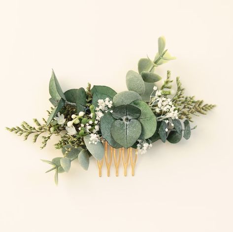 Eucalyptus Bridal Hair Comb Wedding Greenery Comb Boho - Etsy Flower Girl Hair Accessories, Boho Bridal Hair, Wedding Greenery, Floral Hair Pins, Floral Comb, Flower Comb, Flower Girl Hairstyles, Flower Hair Comb, Bridal Hair Vine