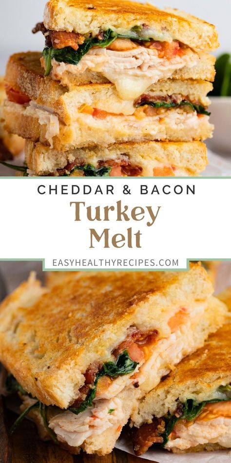 If you're looking for easy dinner ideas, you have to try this Turkey Melt with Bacon, Spinach, and cheddar. This easy sandwich recipe is toasted and filled with flavorful fillings. Whether you're craving a hearty lunch or an easy dinner recipe, this toasted turkey melt is sure to satisfy your needs. Chapati, Sandwich Buffet, Turkey Melt, Bacon Turkey, Best Sandwich Recipes, Dinner Sandwiches, Salad Pasta, Health Dinner Recipes, Keto Dessert