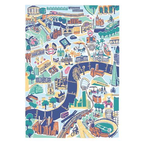 Map Art Illustration, City Maps Illustration, London Illustration, London Poster, Town Map, London Map, London Clubs, City Illustration, London Print