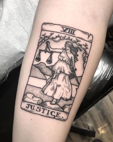 Justice Tattoo, Tarot Card Tattoo, Tarot Tattoo, Garden Tattoos, Card Tattoo Designs, Lady Justice, 4 Tattoo, Card Tattoo, Wall Tattoo