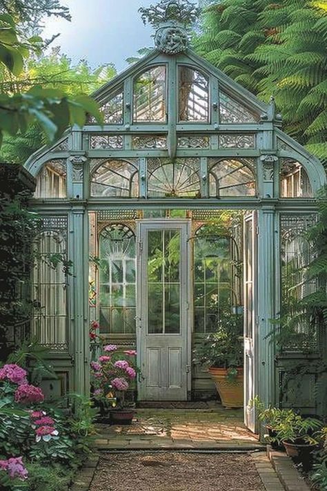 Dirt Therapy, Storybook Gardens, Victorian Greenhouses, Victorian Greenhouse, Outdoor Greenhouse, House Flippers, Greenhouse Ideas, Home Greenhouse, Backyard Greenhouse