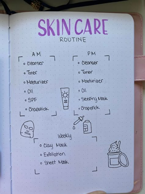 Skin Care Routine Order, Creating A Bullet Journal, Bullet Journal Mood Tracker Ideas, Bullet Journal Paper, Bulletin Journal Ideas, Basic Skin Care Routine, Self Care Bullet Journal, Bullet Journal Mood, Bullet Journal Diy