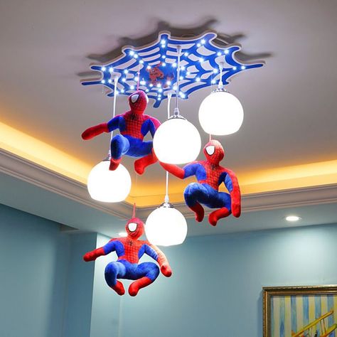 About this product   Spider Man: Saturn kids hanging light integrated astronaut and planet pendant light space themed design. Not only decor kids bedroom, but also inspire kids imagination     APP with RC Dimmable Spider Man Bedroom Ideas, Bedroom Decor Led Lights, Spiderman Room Decor, Spiderman Bedroom, Led Lights For Room, Spiderman Room, Lights For Room, Marvel Room, Toddler Boy Room Decor