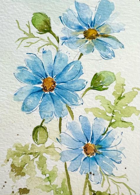 Happy Flower Drawing, Flowers In Acrylic Paintings, Loose Watercolor Flowers, Learn Watercolor Painting, Bored At Home, Watercolor Flowers Tutorial, Getting Bored, Diy Watercolor Painting, Watercolour Inspiration