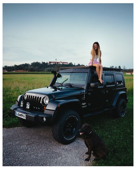 I bought my dream adventure car!!!🚙⛺️🎞️🖤 Can‘t believe that some dreams really do become reality!💗 I‘ve took photos of wranglers for around 5-6 years (some of the last ones I even found), for almost 4 years I have actively looked for them, for the last three years I’ve wrote down that „I will own a jeep wrangler before turning 30“ and this year at age 27, I was finally able to fulfill this dream of mine. 🪄 Can‘t wait to rebuild the inside to make her suitable for our little and big upcomi... Jeep Wrangler Photography, Black Jeep Of The Family, Photos With Jeep Wrangler, Big Jeep, Jeep With Big Wheels, Jeep Wrangler Open Top, Adventure Car, Turning 30, My Dream