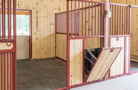 Metal Building Stable You Will Fall In Love With! (9 Pictures & Plans) | Metal Building Homes Horse Stall Walls, Lester Buildings, Barn Layout, Horse Farm Ideas, Barn Hacks, Diy Horse Barn, Horse Barn Ideas Stables, Barn Stalls, Stable Ideas