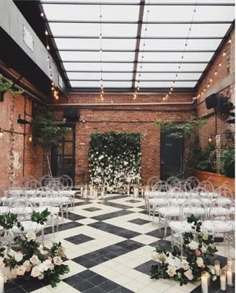 Wythe Hotel Wedding, Brooklyn Wedding Venues, Wythe Hotel, Brooklyn Bride, City Wedding Venues, Nyc Wedding Venues, Outdoor Terrace, Elegant Wedding Venues, Hotel Wedding Venues