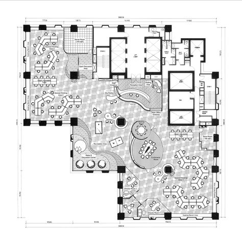 Rooftop Floor Plan, Co Working Office Design, Office Floor Plan Corporate, Google Office Interior Design, Office Floor Plan Layout, Interior Design Office Space, Office Building Plans, Office Layout Plan, Floor Plan Sketch