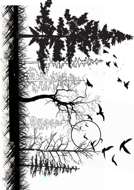 Celtic Nature Tattoo, Tattoo Woods Forest, Tattoo Muñeca, Medium Size Tattoo, 29 Tattoo, Tree With Birds Tattoo, Dead Tree Tattoo, Rasta Tattoo, Tree Line Tattoo