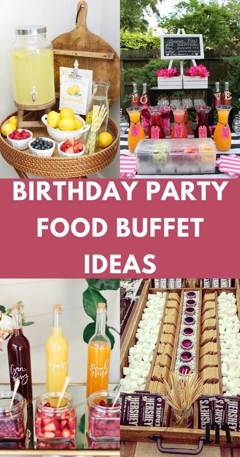 37 Delicious Birthday Party Food Buffet Ideas 20th Birthday Party Food Ideas, Food Parties Ideas, Sweet 15 Food Ideas, 60th Bday Party Food Ideas, Birthday Party Buffet Table Decor, Birthday Food Display Ideas, Birthday Dinner Buffet Ideas, 19th Birthday Food Ideas, 60 Birthday Party Food Ideas