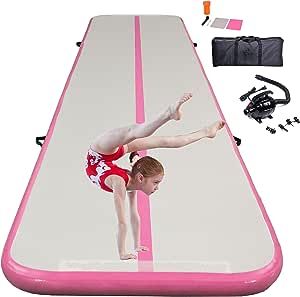 DOBESTS Inflatable Gymnastic Mat Air Track Tumbling Mat 10ft 13ft 16ft 20ft 4/8 Inch Thick Air Mat Tumble Track Air Barrel Gymnastics Roller with Electric Air Pump Cheer Workouts Tumbling, Tumbling Gymnastics Beginner, How To Get Better At Tumbling, Air Track Tumbling, Gymnastics For Beginners, Air Track, Inflatable Gymnastics Mat, Tumble Mats, Taekwondo Training