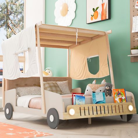 Faster shipping. Better service Kids Car Bed, Bed With Led Lights, Bed Platform, Car Bed, Comfortable Pillows, Unique Beds, Mdf Frame, Wood Platform Bed, Kids Wood