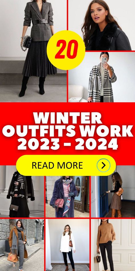 Embrace the cold weather while staying stylish in women's winter outfits work 2023 - 2024. From smart casual to business casual, there's a perfect choice for every office environment. Whether you're a teacher, working in a formal setting, or a more relaxed office, these outfits ensure you're always on-trend. Explore options with jeans and sneakers or go for the classic office look. Elevate your office style this winter. Casual Work Outfits Cold Weather, Women Casual Work Outfits Winter, Winter Work Looks For Women, Winter Outfits For Work Business Casual, Winter Business Casual Outfits For Women Over 40, Smart Casual Winter Work Outfit, January Business Casual Work Outfits, 2024 Winter Business Casual, Winter 2024 Office Fashion Trends Women