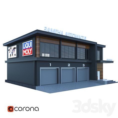 Service Stations - Building - 3D Models Commercial Building Plans, Metal Building Designs, Building Design Plan, Detail Arsitektur, Commercial Design Exterior, Three Bedroom House Plan, Eksterior Modern, Warehouse Design, Mall Design