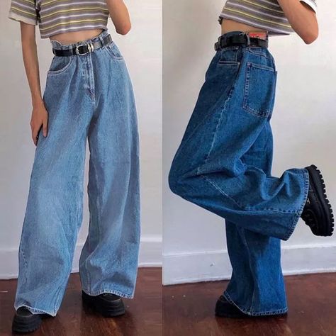 Jean Boots, Black Wide Leg Jeans, Female Pants, Korean Style Women, Denim Decor, Estilo Denim, Middle Age Fashion, Mode Jeans, Stylish Jeans