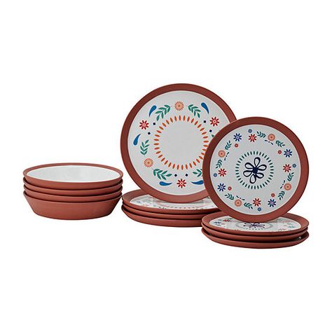 Mesa Mia Chapala 12-pc. Stoneware Dinnerware Set, Color: Barro - JCPenney Mexican Dinnerware, Mexican Table Setting, Red Dinnerware Set, Spanish Dinner, Jenny Martinez, Mexican Heritage, Stoneware Dinnerware Sets, Stoneware Dinnerware, Traditional Mexican