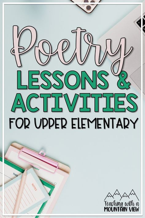 Poetry Unit Study, 4th Grade Poetry, Teaching Poetry Elementary, Poetry Activities Elementary, Poetry Lessons Elementary, Poetry Month Activities, La Activities, Fun Poetry Activities, Elementary Poetry