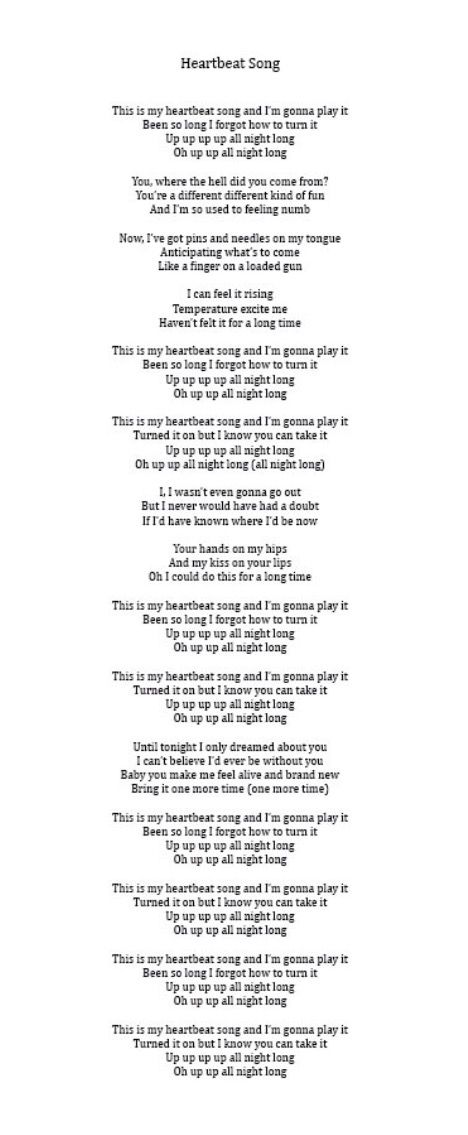 Heartbeat song lyrics Unused Song Lyrics, Lovely Lyrics, The Biggest Loser, Sing Song, Happiness Project, Biggest Loser, Singing Time, Love This Song, Favorite Lyrics