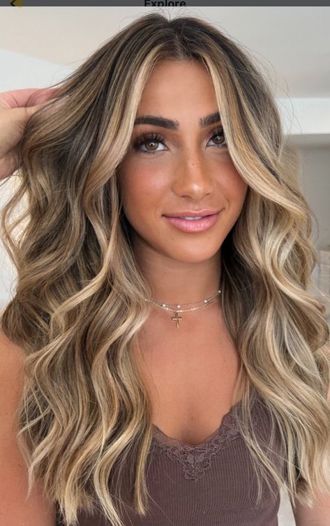 Light Brown Hair With Light Blonde Highlights, Full Head Of Lowlights, Low Light For Brown Hair, Carnal Brown Hair, Dirty Blonde With Brown Highlights, Dark Brown Hair And Highlights, Face Frame Blonde Highlights, Light Curled Hair, Low Light High Light Hair