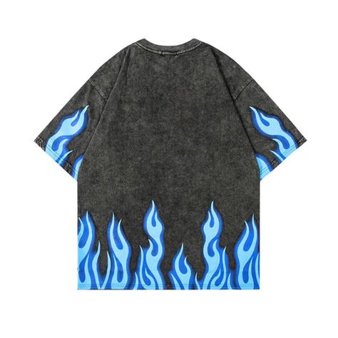 T-Shirts Collection | Oversized T-Shirts | Aesthetic Tees | h0neybear Hipster Prints, Harajuku Aesthetic, Loose Fit Blouse, Flame Design, Oversize Shirt, Blue Flame, Tunic Tops Casual, Oversized Graphic Tee, Streetwear Casual